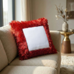 Red Fur Customizable Photo Cushion