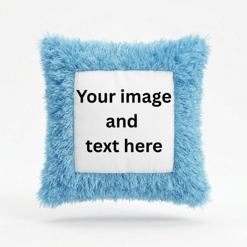 Blue Fur Customizable Photo Cushion