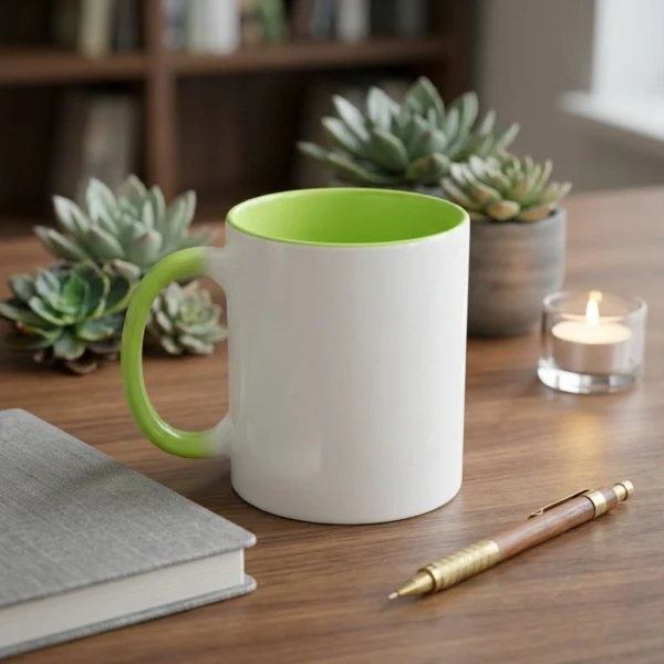 Green Handle Coffee Mug