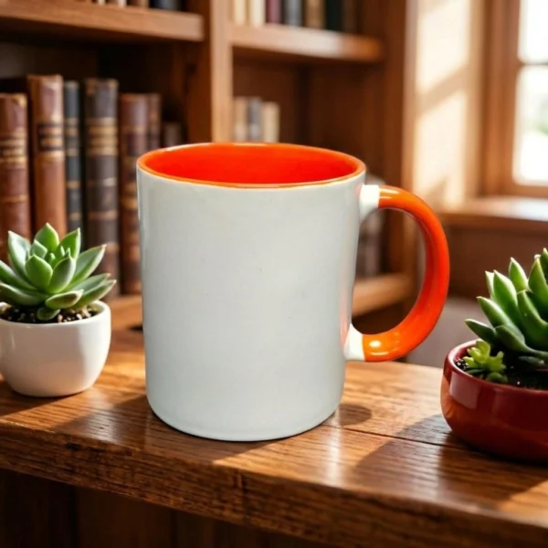 Orange Handle Coffee Mug