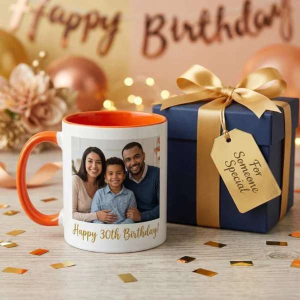 Orange Handle Coffee Mug