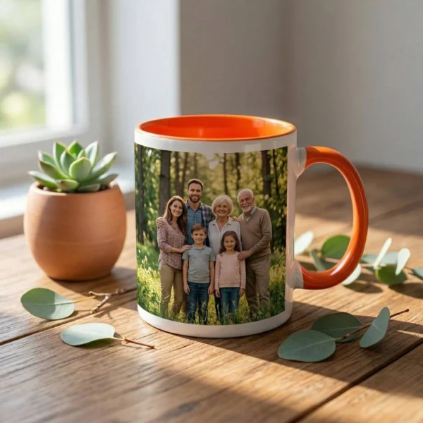 Orange Handle Coffee Mug