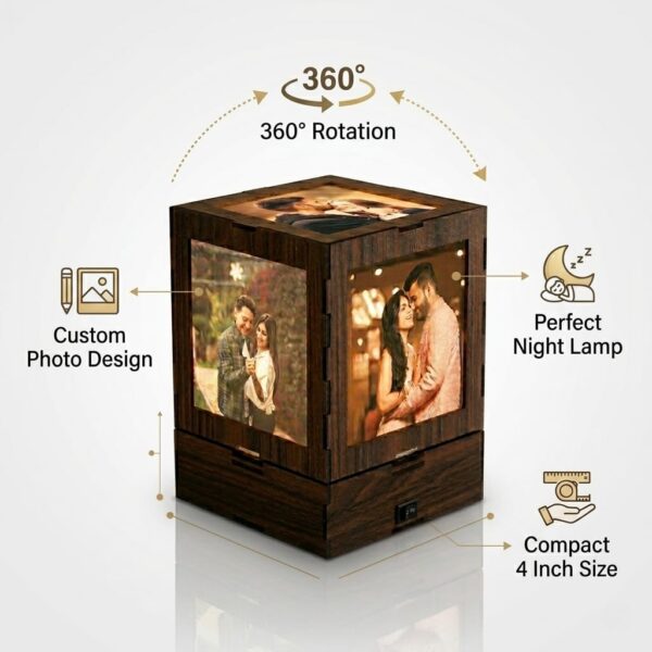 4 Inch Rotating Wooden Lamp